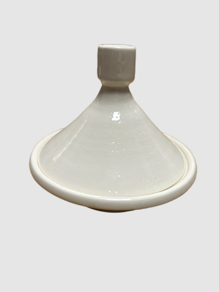 Tajine pequeño artesano blanco 15cm de diámetro