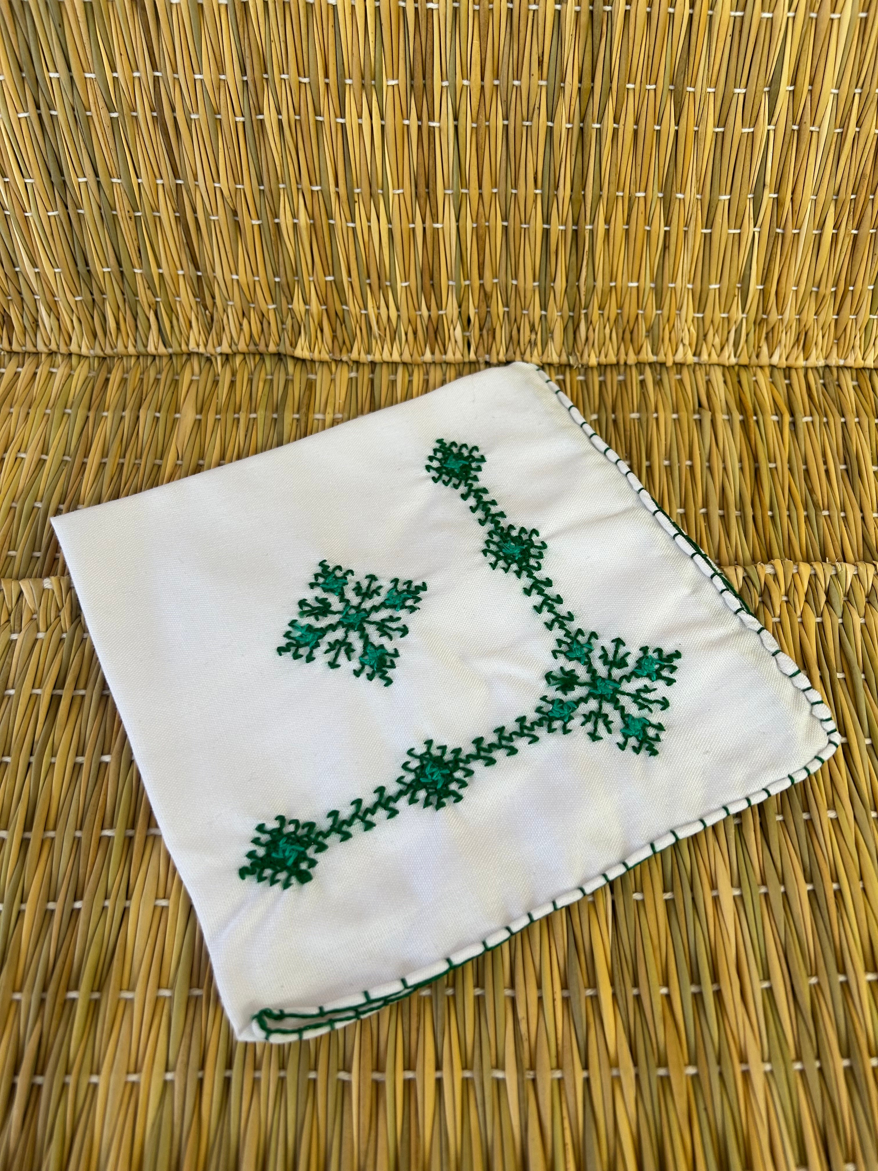 Servilleta blanca y verde tradicional marroquí