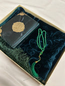 Coffret cadeau islamique Coran, tapis + tasbih vert