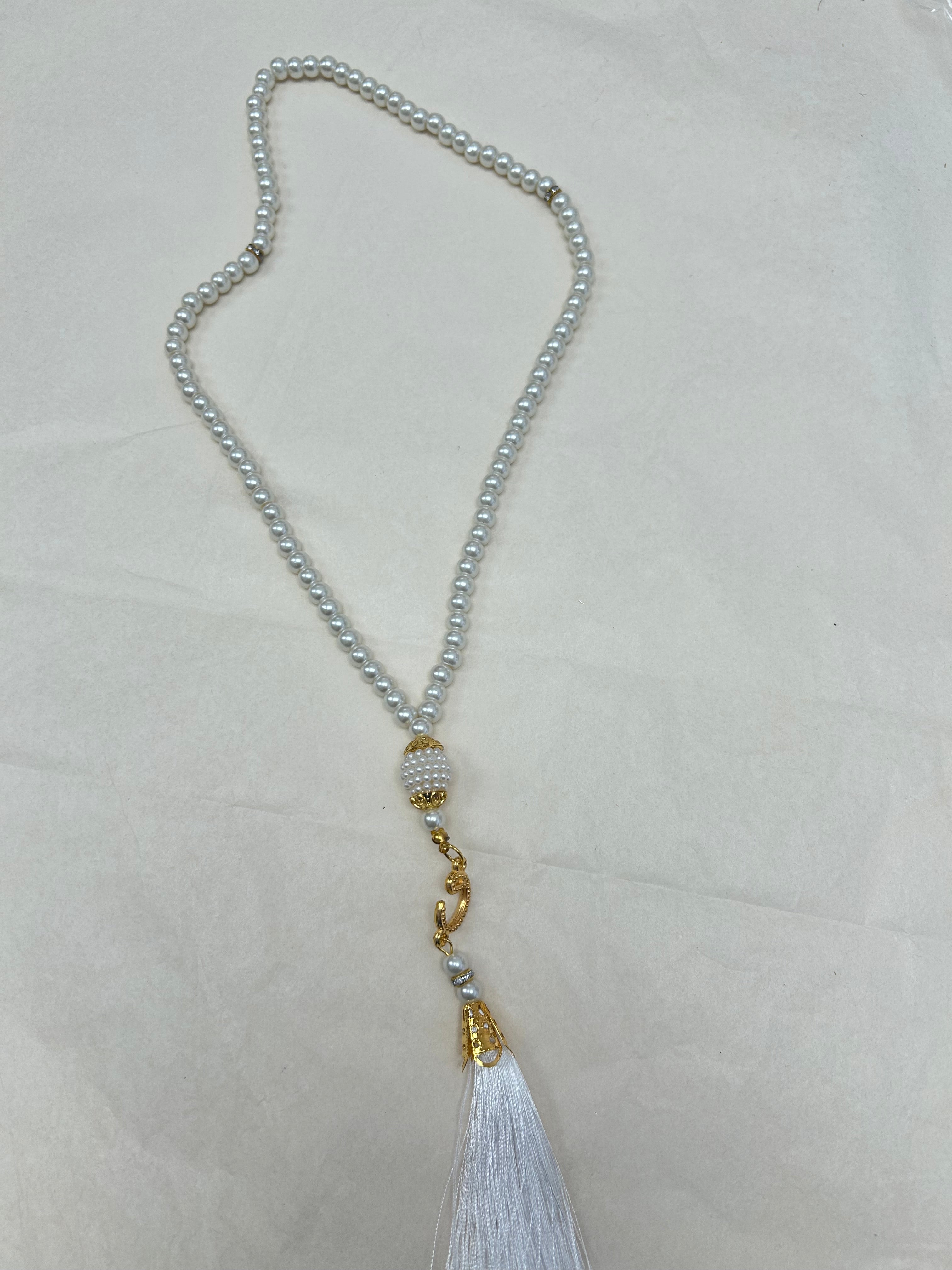 Tasbih de oración beige con dorado