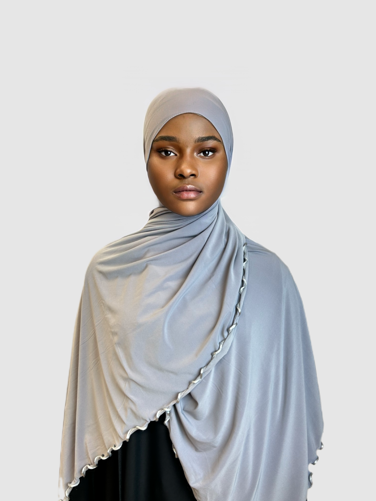 Hijab jersey premium curls gris