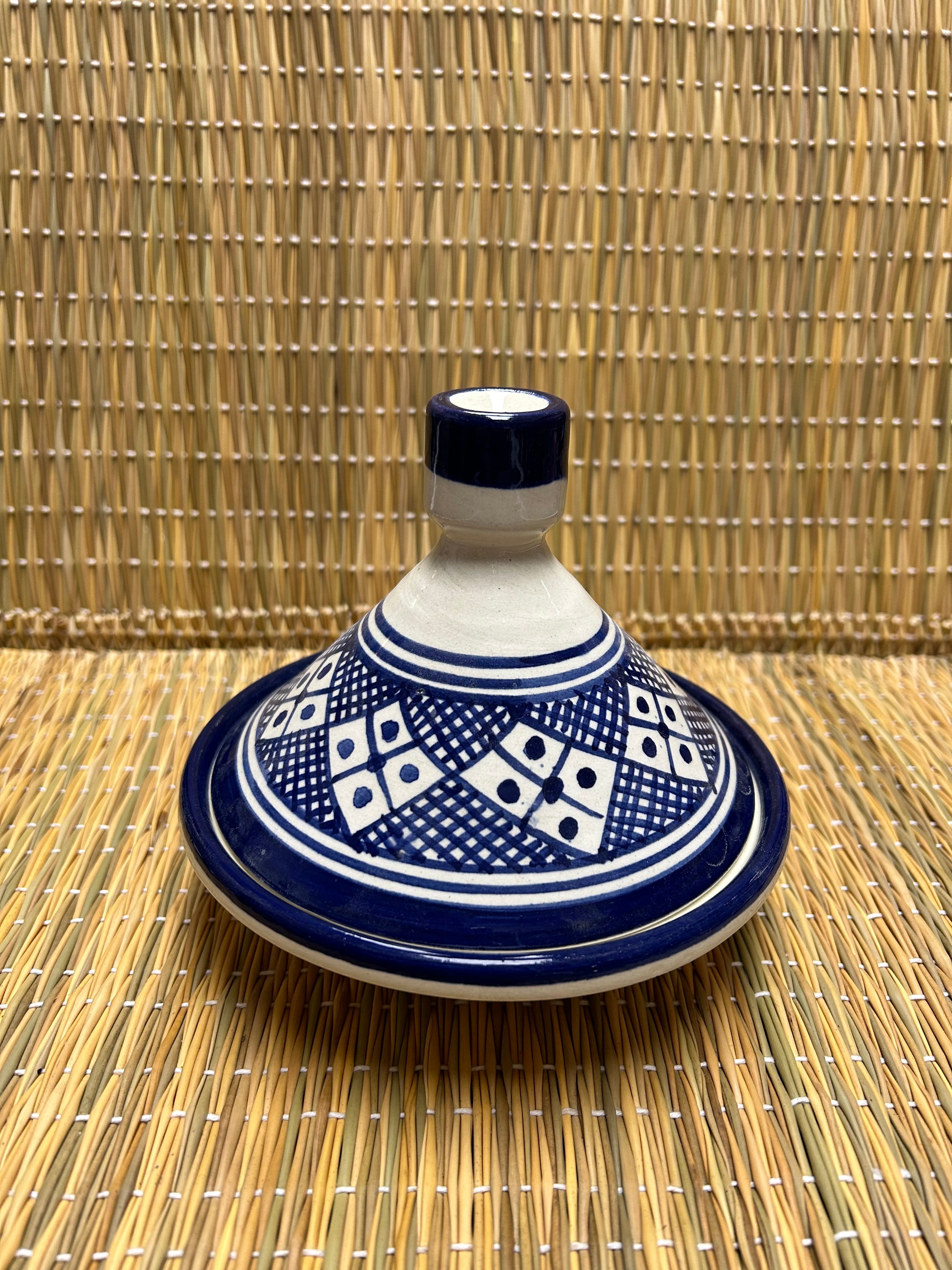 Tajine pequeño azul artesano FEZ 15cm diámetro