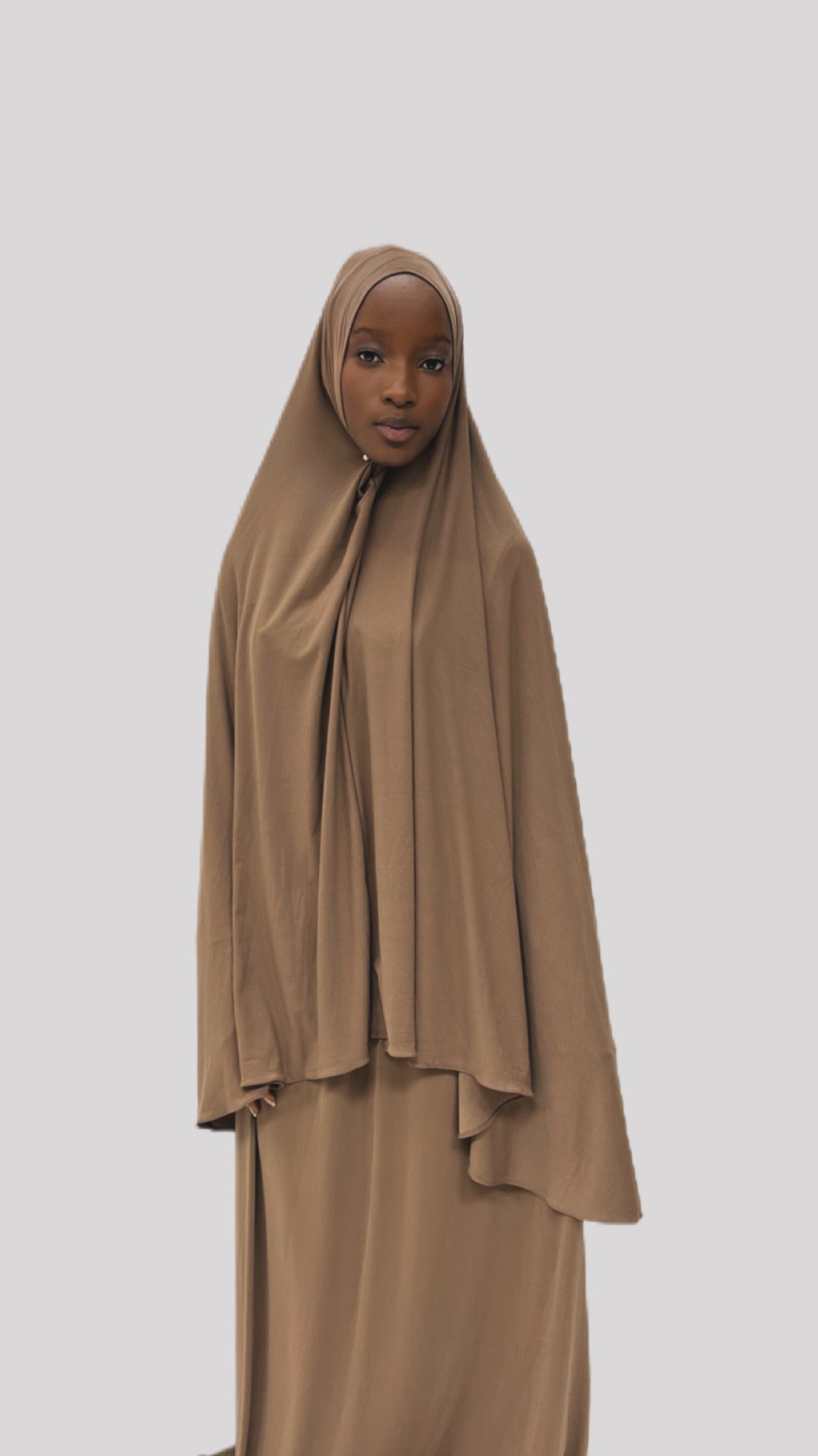 Khimmar jersey premium falda + hijab complet brown jersey premium