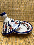 Tajine pequeño azul y rojo 15cm diámetro