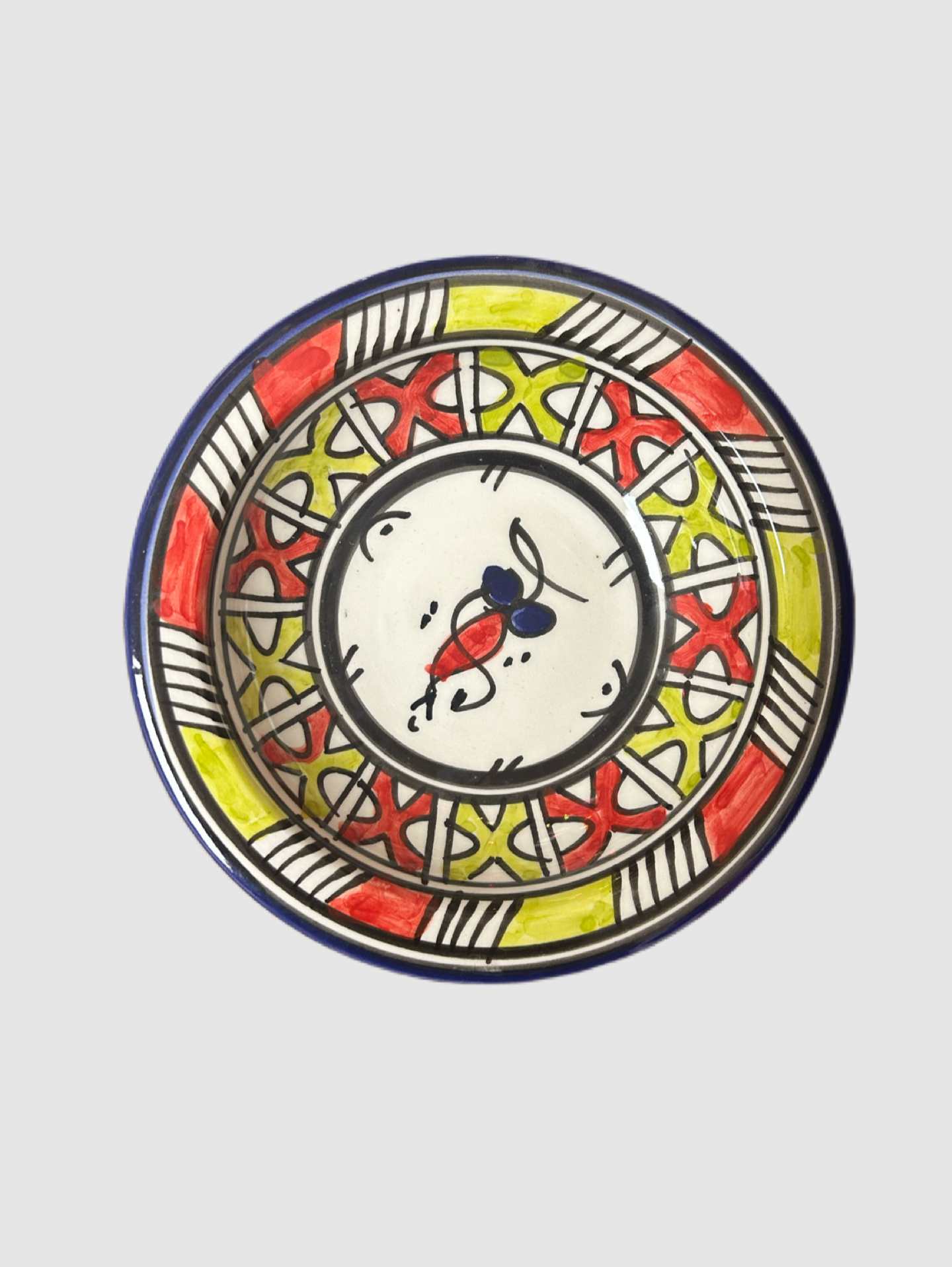 Small yellow and red deep plate