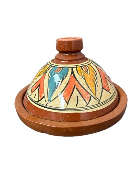 Tajine de barro pequeño colorido 27cm de diámetro