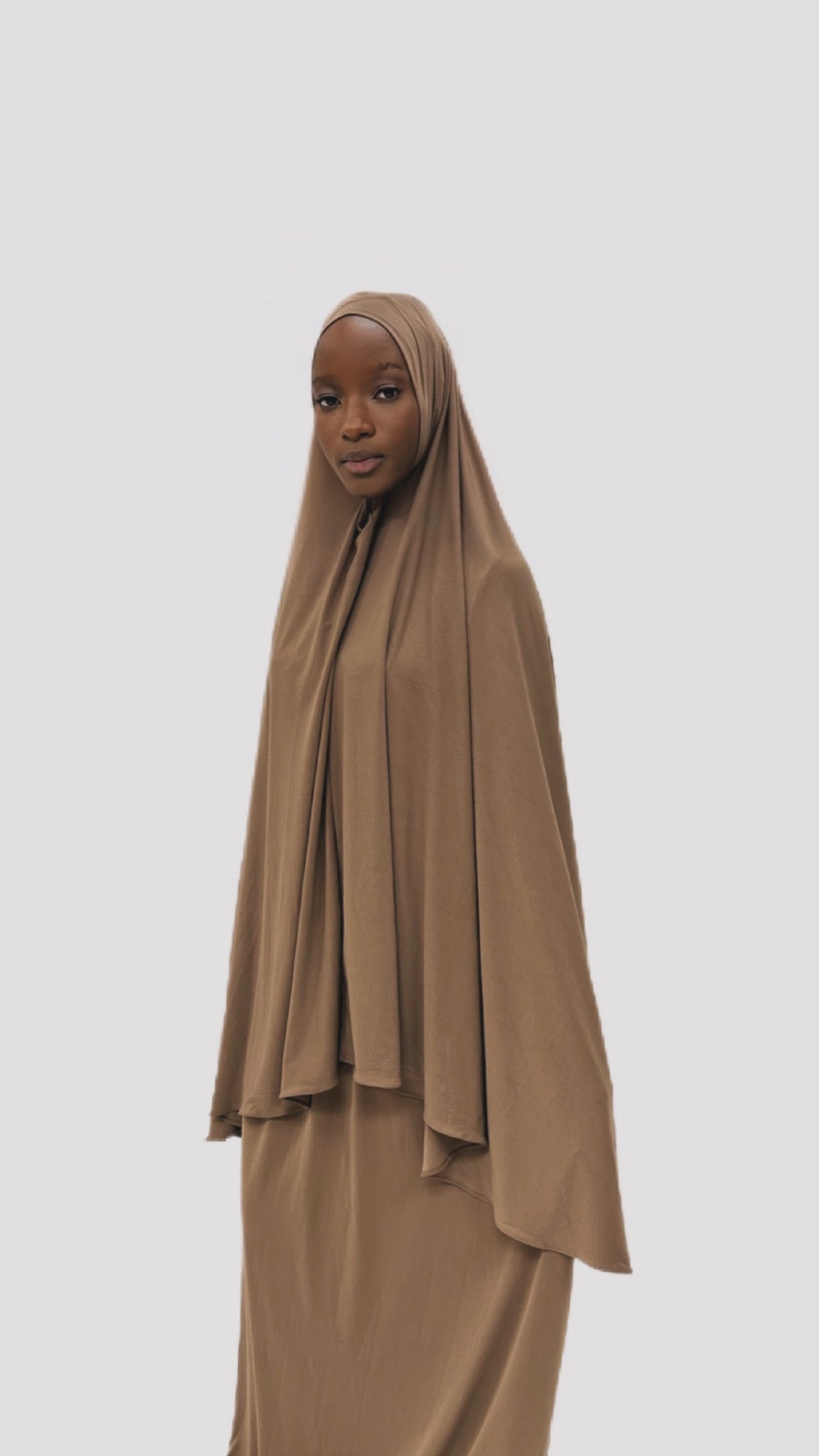 Khimmar jersey premium falda + hijab complet brown jersey premium