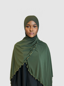 Hijab jersey premium curls verde militar