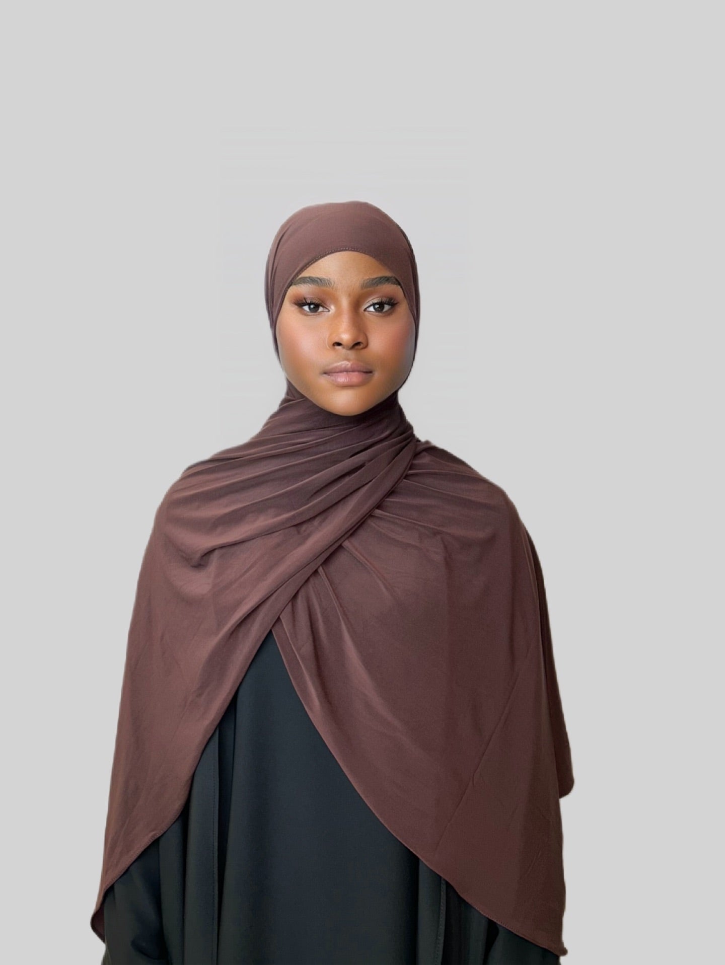 Hijab jersey premium marrón dark