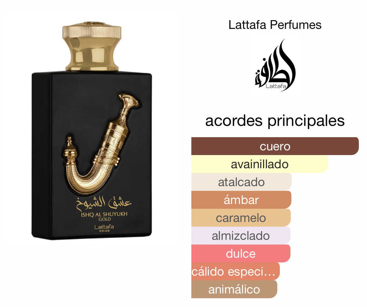 Perfume árabe Ishq al shuyukh gold para hombre