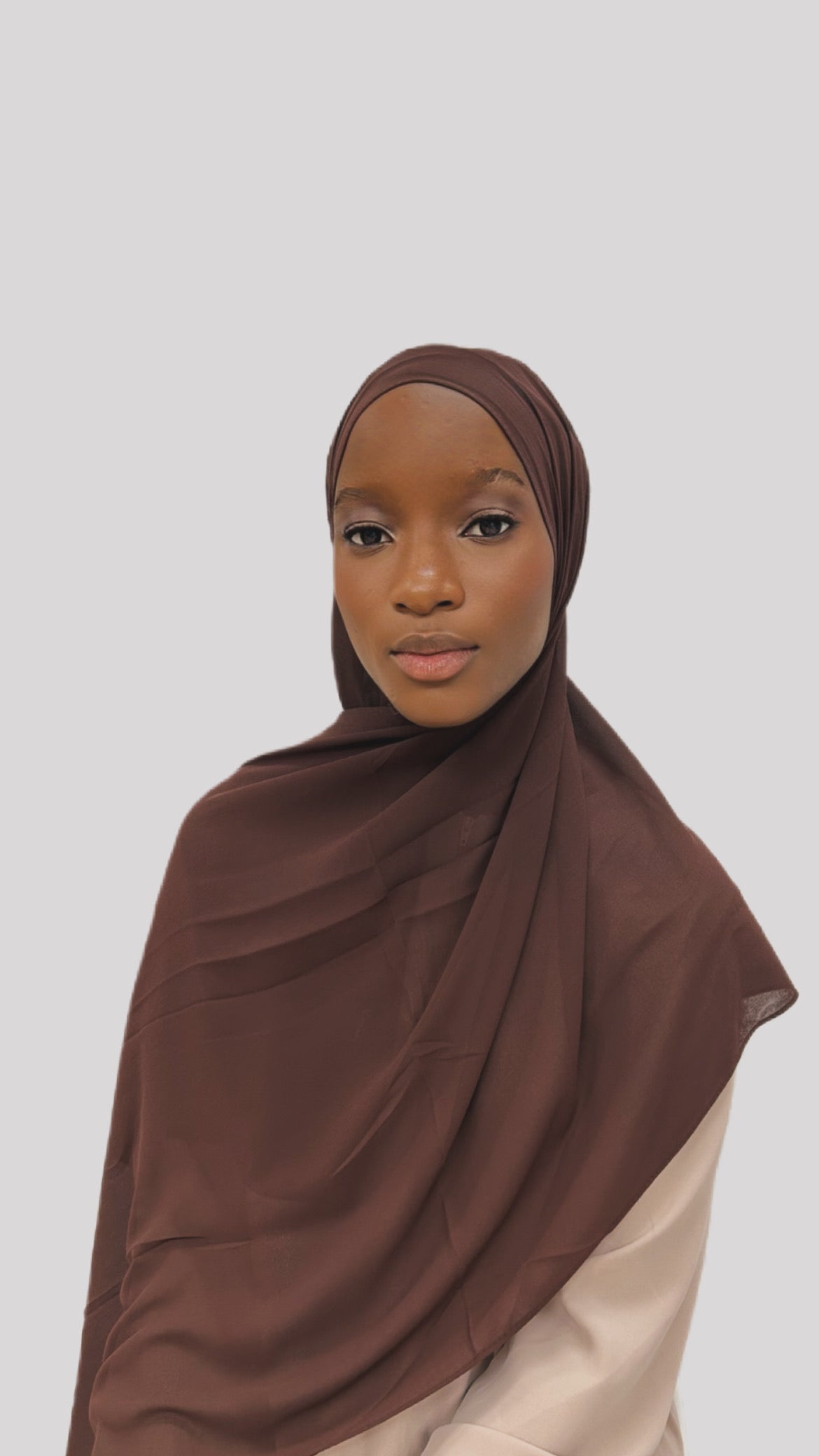 Hijab chiffon high brown