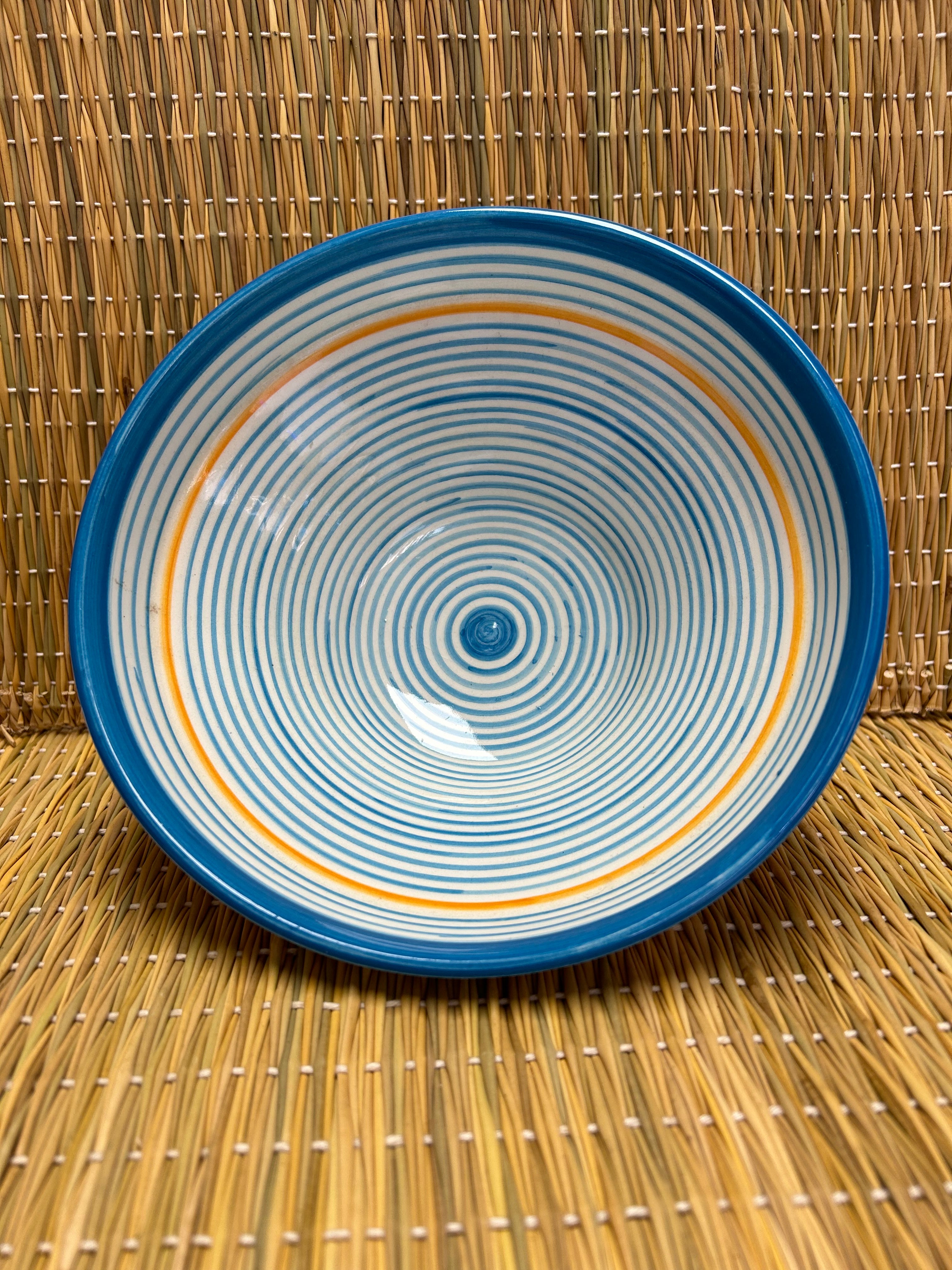 Cuenco grande artesano azul/naranja 20cm