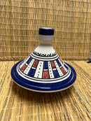 Tajine pequeño azul y rojo 15cm diámetro