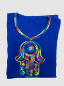Kandoras de mujer azul colorida mano de Fátima
