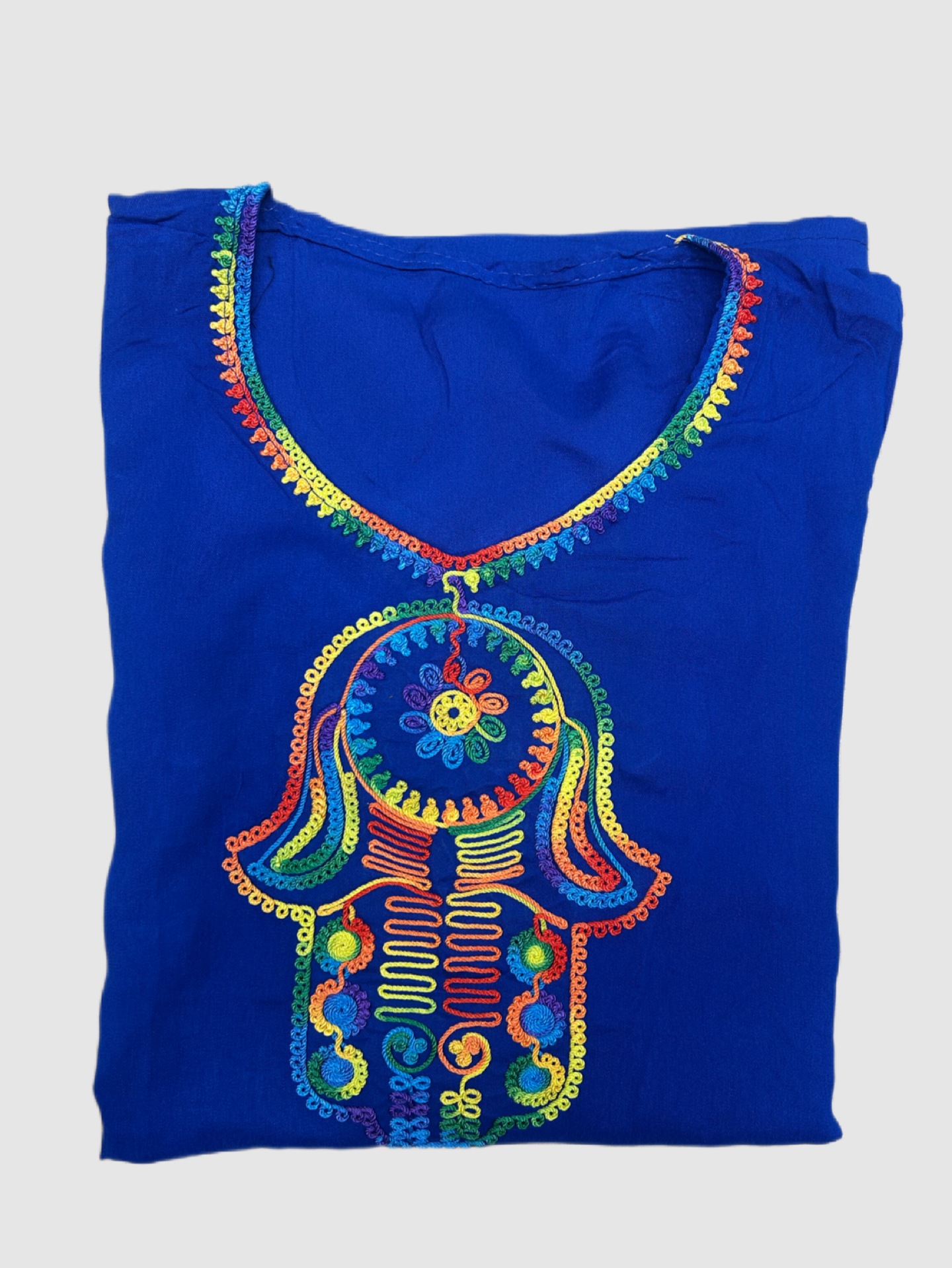 Kandoras de mujer azul colorida mano de Fátima
