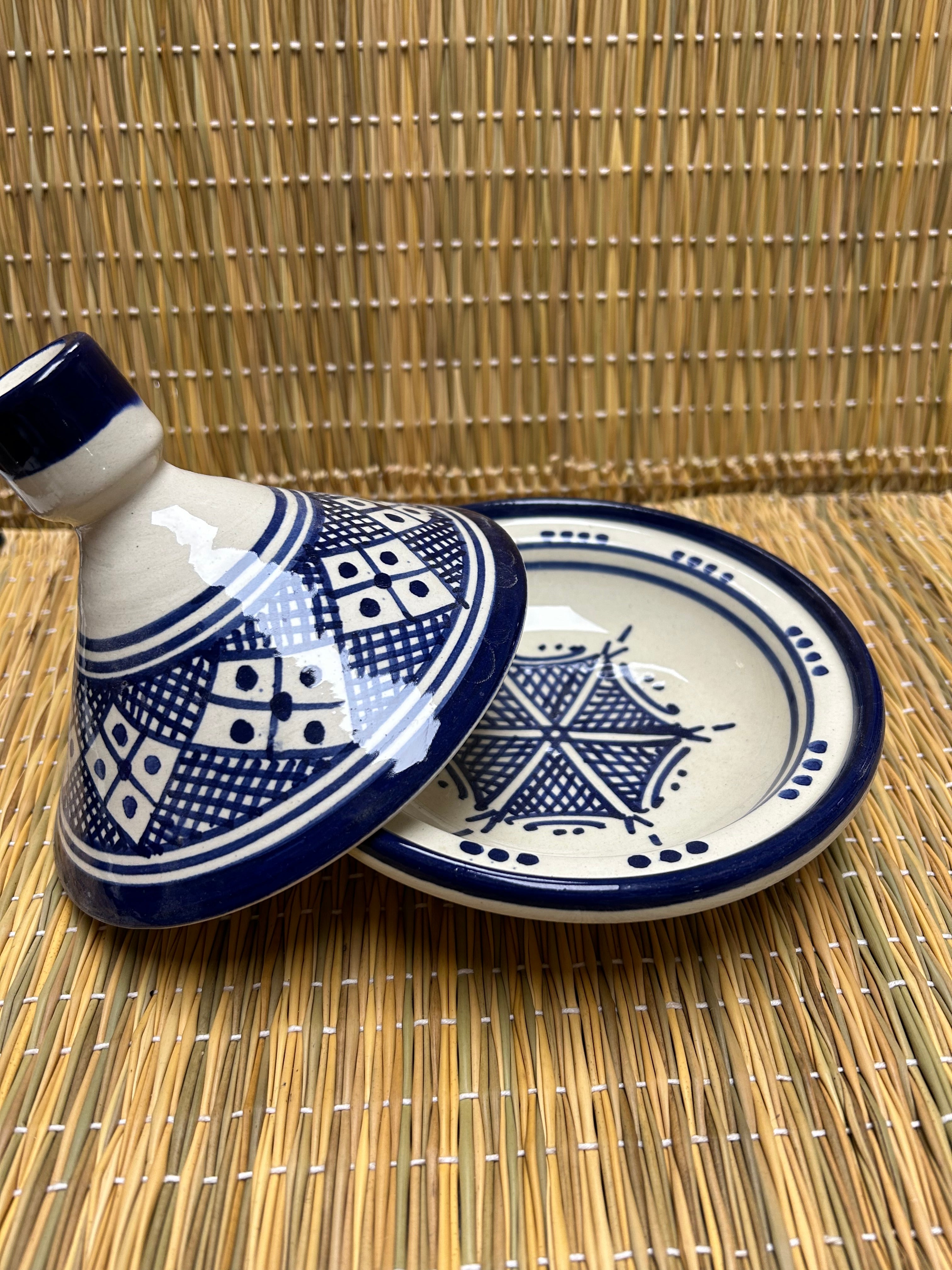 Tajine pequeño azul artesano FEZ 15cm diámetro