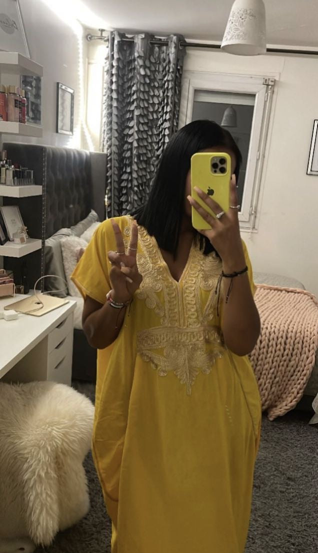 Style caftan Kandora jaune